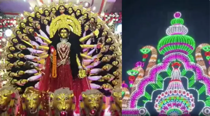कैमूर में 51 मुंडों वाली मां दुर्गा, राम मंदिर जैसा भव्य पंडाल