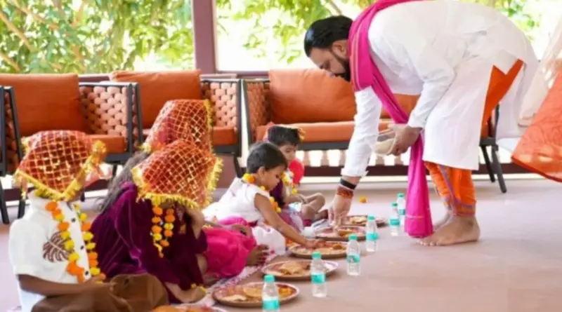 Samrat Choudhary Kanya Pujan: सीएम ने कन्याओं को परोसा भोजन, शेयर की खास तस्वीरें